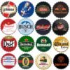 Beer Cap Tin Sign Hanging Crafts Decor Bar Garage Man Cave Wall Signs Metal Round Plate Beer Brand Name Retro Decorative Plaques