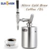 Homebrew-Mini Growler de 2L, Kit de cafetera de fermentación en frío, Nitro, artesanía de acero inoxidable 304, barril de cerveza, contenedor dispensador de café de nitrógeno